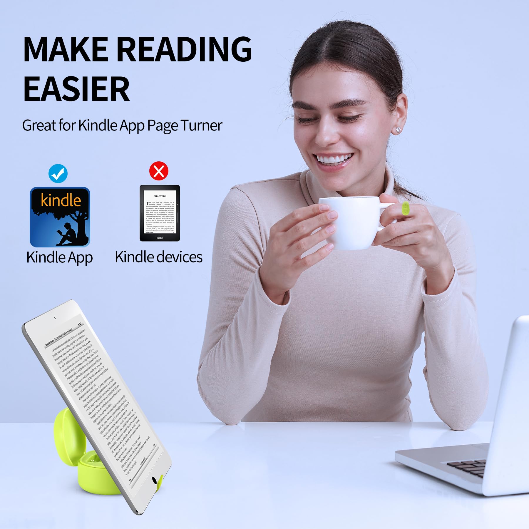 Tuztuala Upgrade Tiktok Scrolling Ring, Remote Page Turner For Kindle App, Tik Tok Ring With Stand, Bluetooth Camera Remote Comp